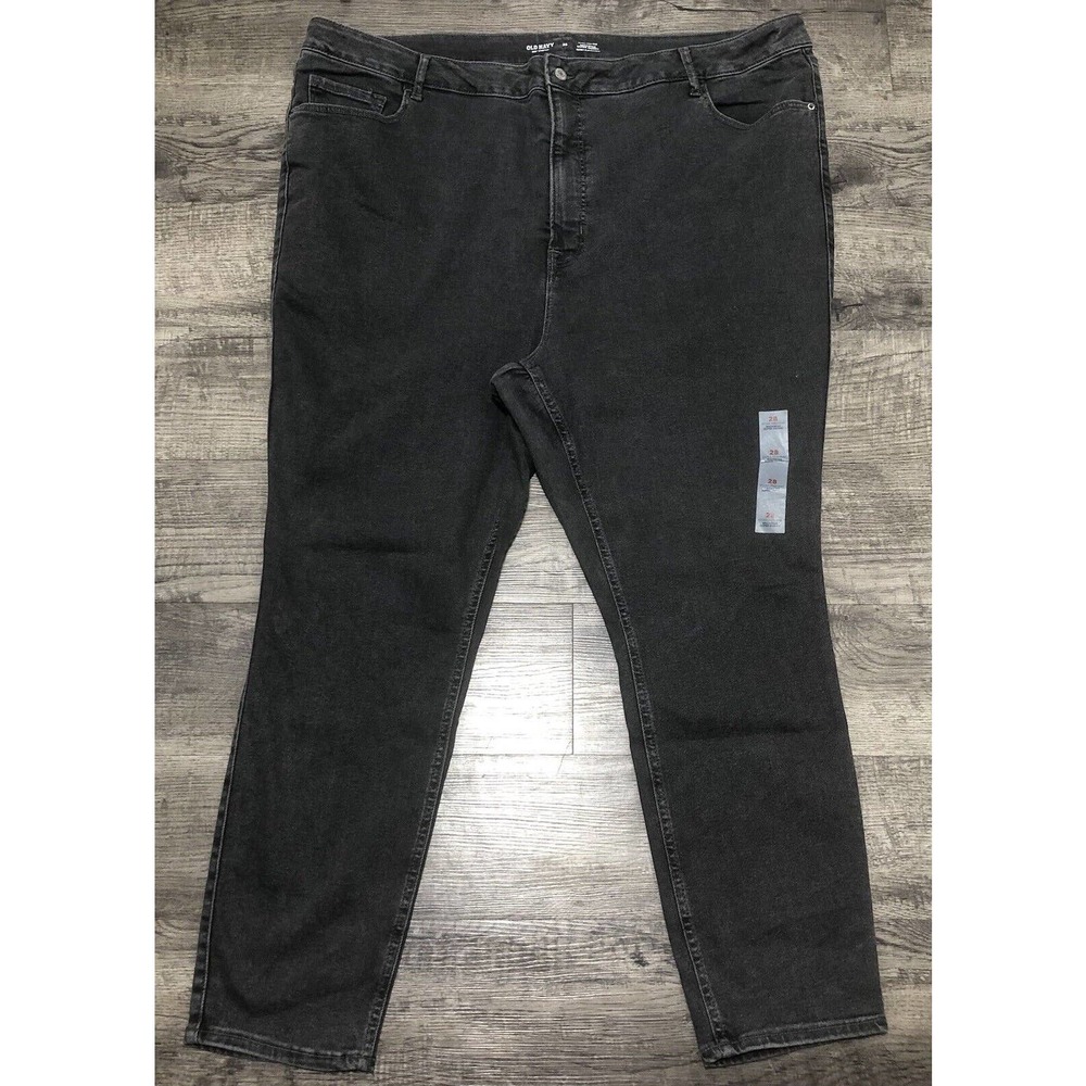 OLD NAVY Womens Black Jeans Plus Sz 28 Rockstar Super Skinny 360 Stretch New E2